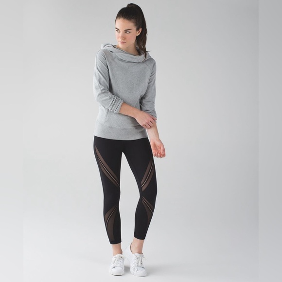 Lululemon High Times Metta Mesh Full On Luxtreme Mesh Cutout Black Leggings Sz 6 - Picture 1 of 3